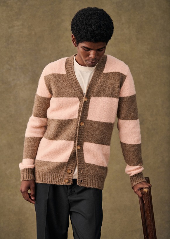 Roberto Cardigan Camel Pink Baby Alpaca Octobre Editions