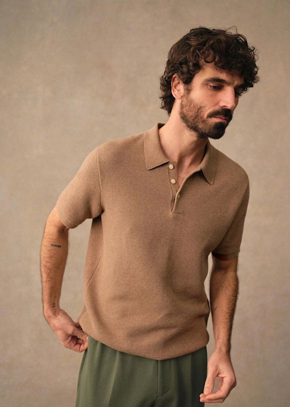 Sawyer Polo - Mottled Beige - Organic cotton - organic textile