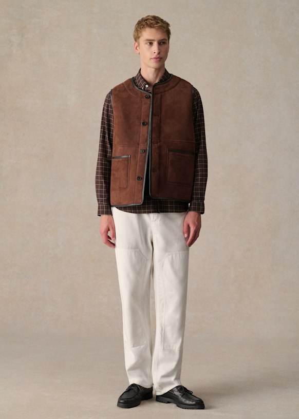 Wright Sleeveless jacket - Brown - Sheep leather - Sézane