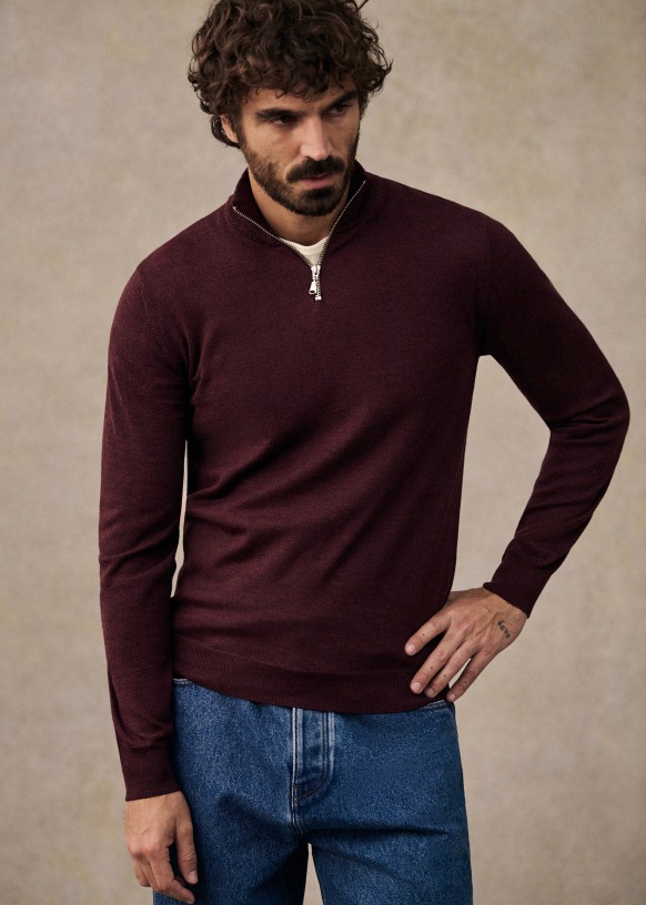 Matthis Sweater - Burgundy - Wool - Sézane