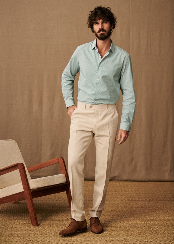 Chemise homme sélection rayures blanches, grises et vertes