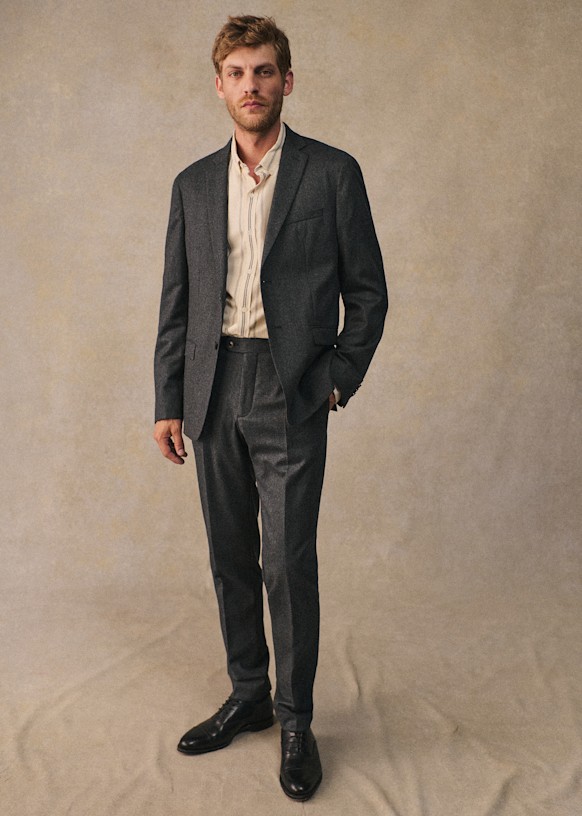 Warren Trousers - Grey Full-Length Twill - Wool - Sézane