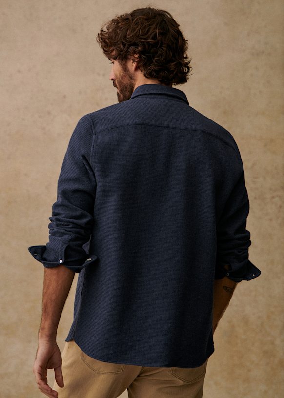Lars Waffle Shirt - Mottled Blue - Cotton - Octobre Éditions