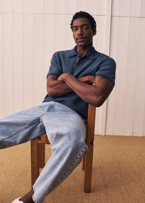 Gael Knit Polo - Navy - Organic cotton - organic textile - Octobre
