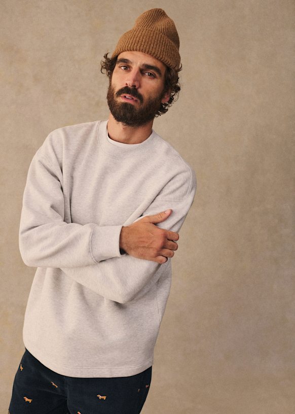 sezane モヘヤ セーター Meadow Sweat-Shirt - Mottled Grey - Organic Cotton - Sézane