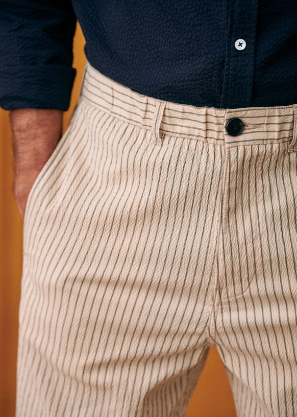 Shane Trousers Striped beige Linen Octobre Editions