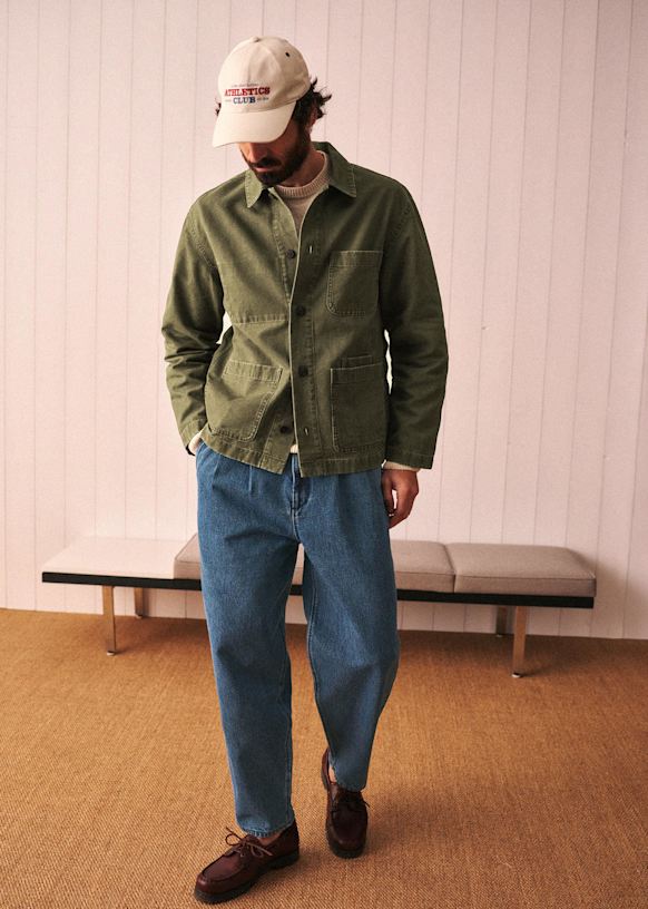 Devon ジャケット - カーキ - オーガニックコットン - Sézane