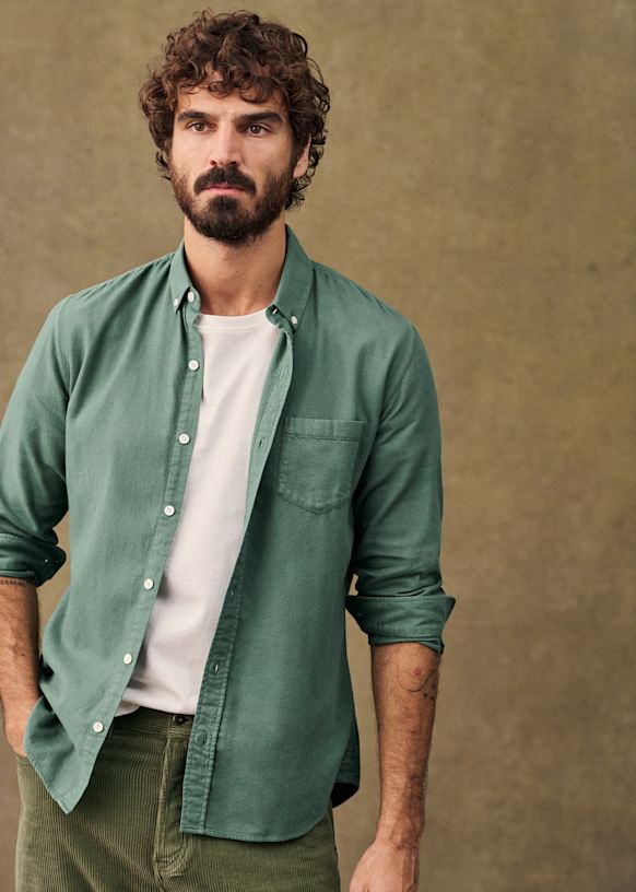 Chemise Charlie Flanelle Vert Coton Octobre Editions