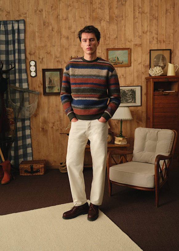 Ronix Sweatshirt - Multicoloured Stripes - Wool - Octobre Éditions
