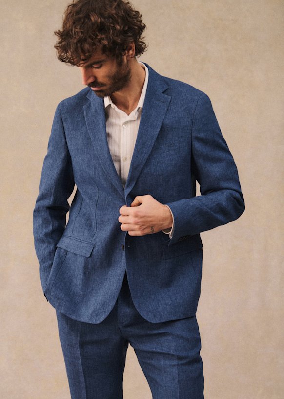 Deon Jacket - Dark Blue - Linen - Sézane