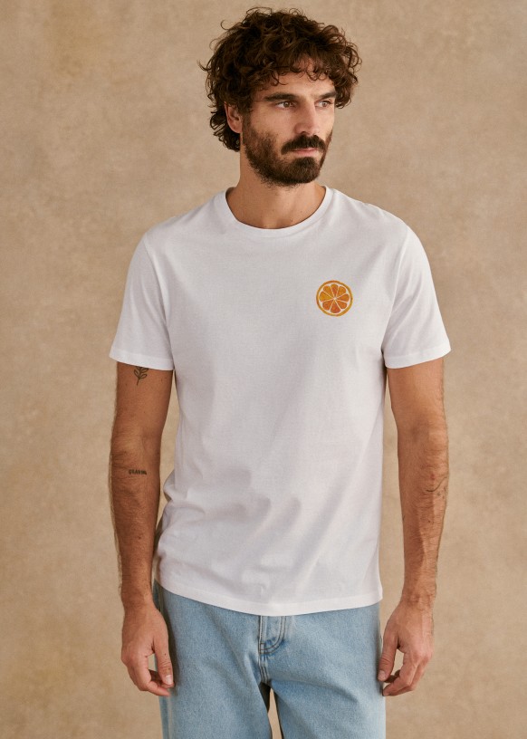 White and orange t shirt cheap
