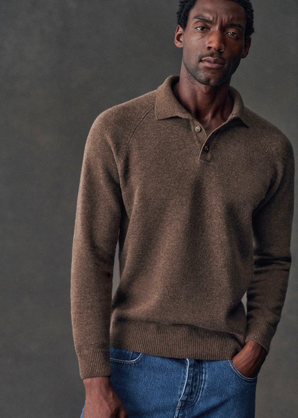 マウリッツィオ ペコラーロ カシミヤ リネン混 ニットアンサンブル Moreno Sweater - Heather Brown - Wool - Octobre Éditions