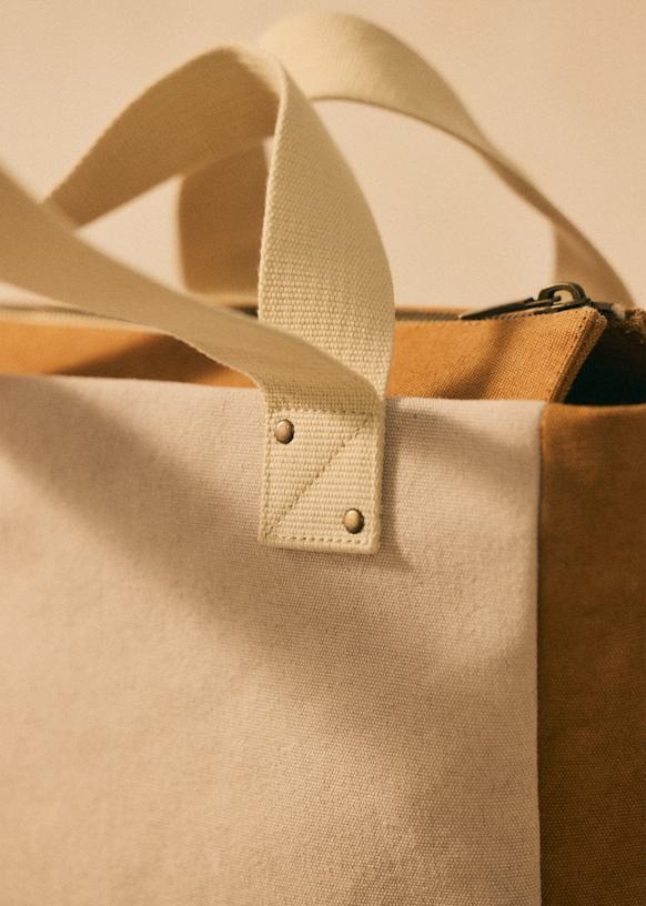 トートバッグ Kasai - エクリュ／キャメル - Sézane