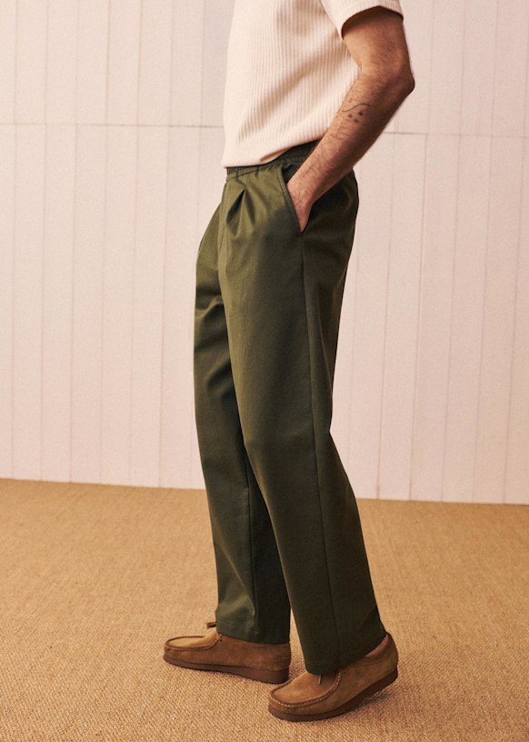Maddox Straight Pants - Green - Cotton - Octobre Éditions