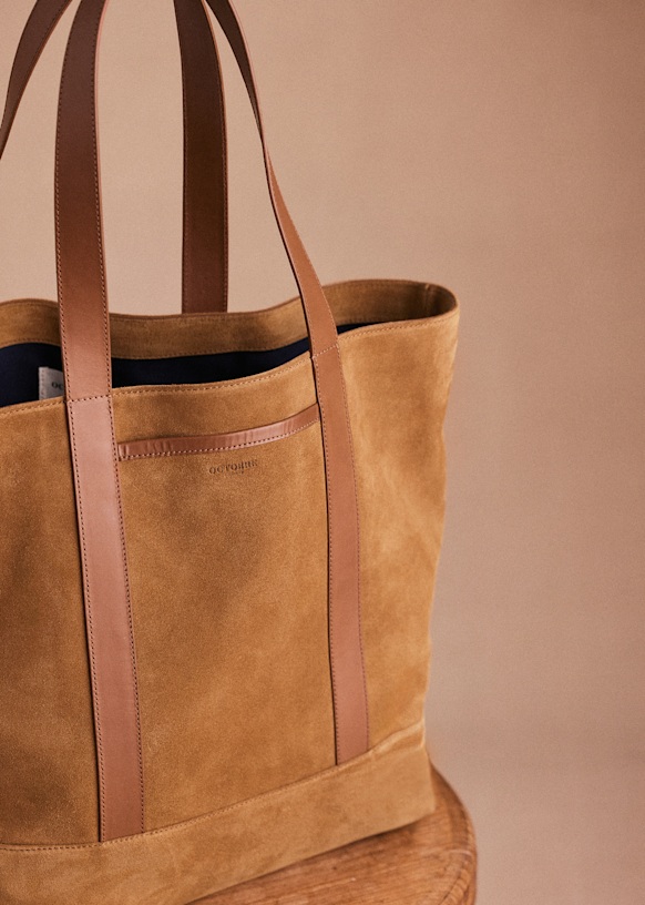Kley Tote Bag - Camel Suede - Leather - Sézane