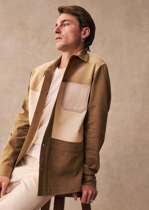 Will Patchwork Jacket - Green - Cotton - Sézane