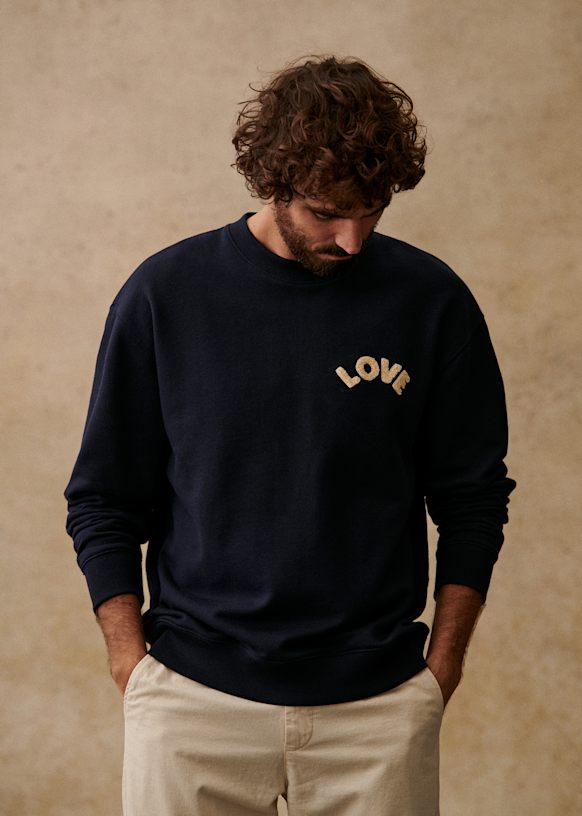 Love Sweat-Shirt Navy Organic Cotton Octobre Éditions
