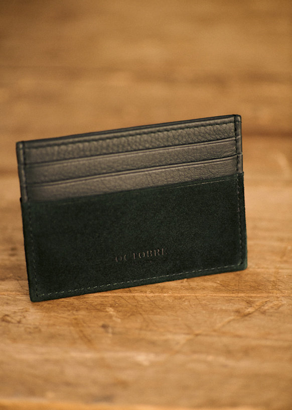 Porte-cartes Dean Bi-matière - Marine - Cuir - Sézane