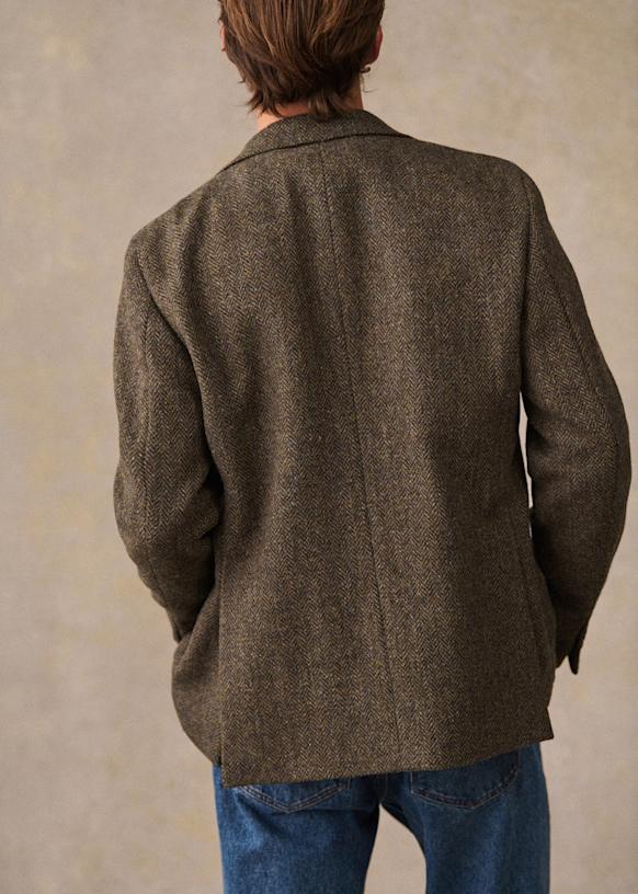 Riddle Harris Tweed Suit jacket - Herringbone Khaki - Wool - Sézane