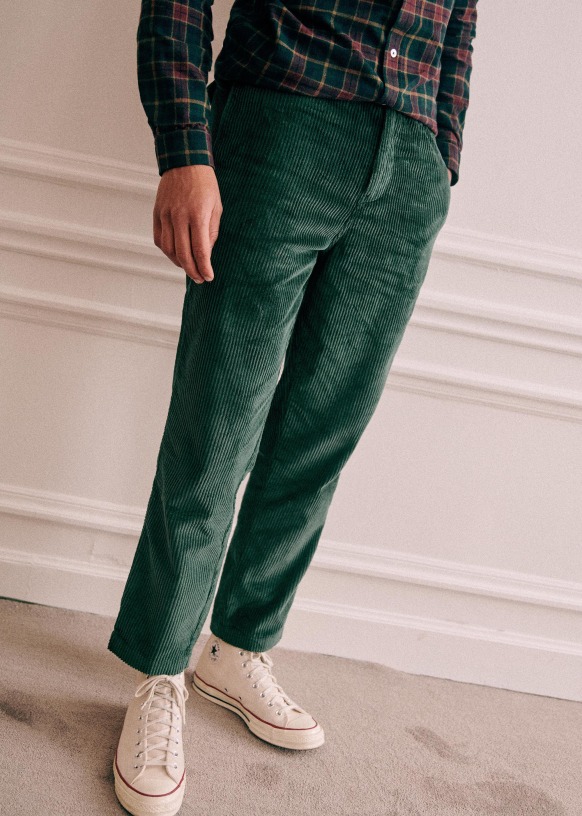 Loose Fit Corduroy trousers - Dark green - Men | H&M IN