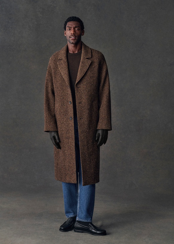 ジャケット・アウター sunsea british wool herringbone coat Hugh Coat - Herringbone Brown - Wool - Sézane