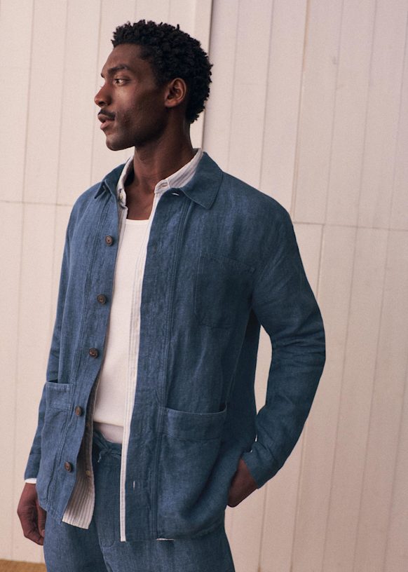 Will Jacket - Mottled Blue - Linen - Sézane
