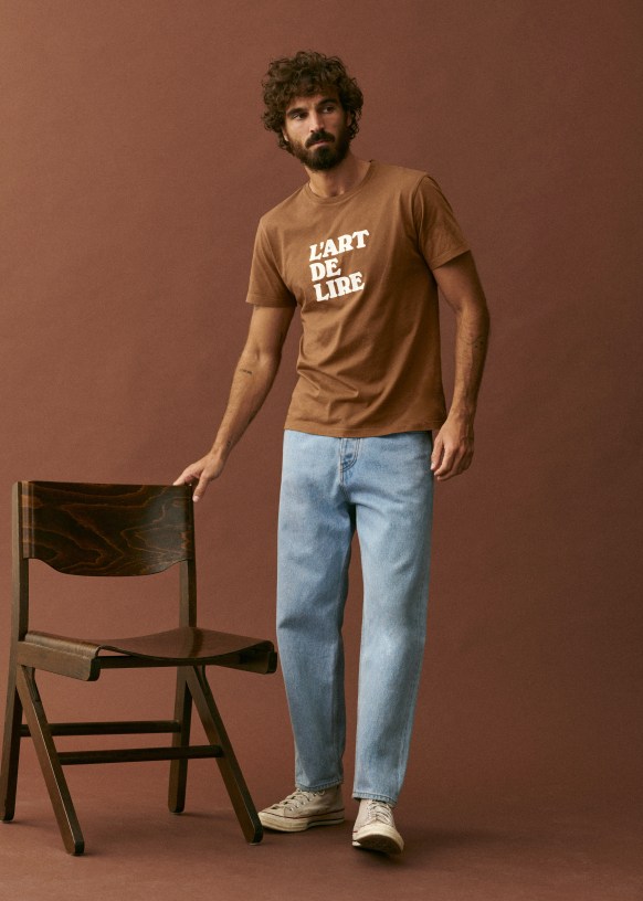 Navy - T-Shirt Editions - Octobre Cotton / Sézane - BSF Ecru - x L\'art Organic Lire de