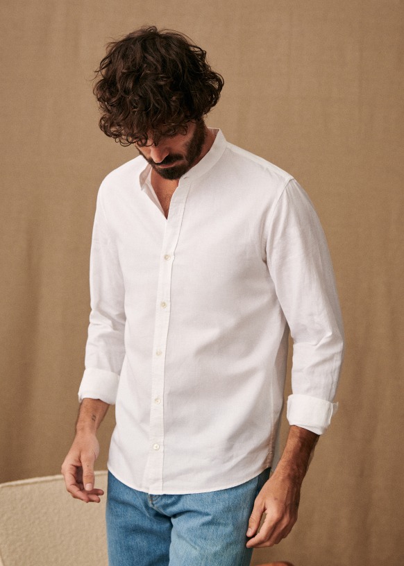 Cotton Linen Benny Shirt - White - Cotton - Sézane