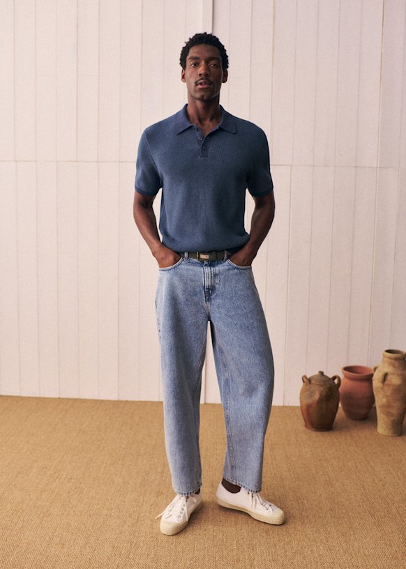Gael Knit Polo - Navy - Organic cotton - organic textile - Octobre