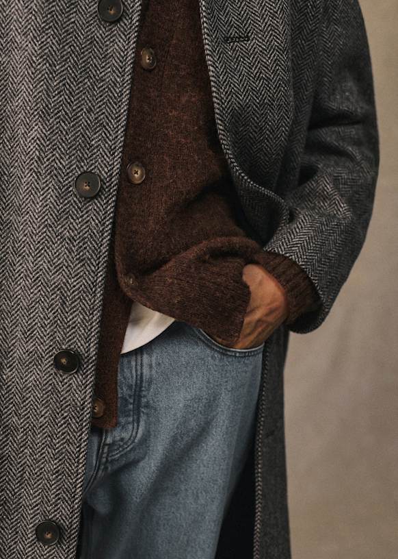 ほぼ未使用✨　23区　homme ダークグレー　ウール　モヘヤ　ヘリンボーン Mikkelsen Coat - Grey herringbone - Wool - Sézane