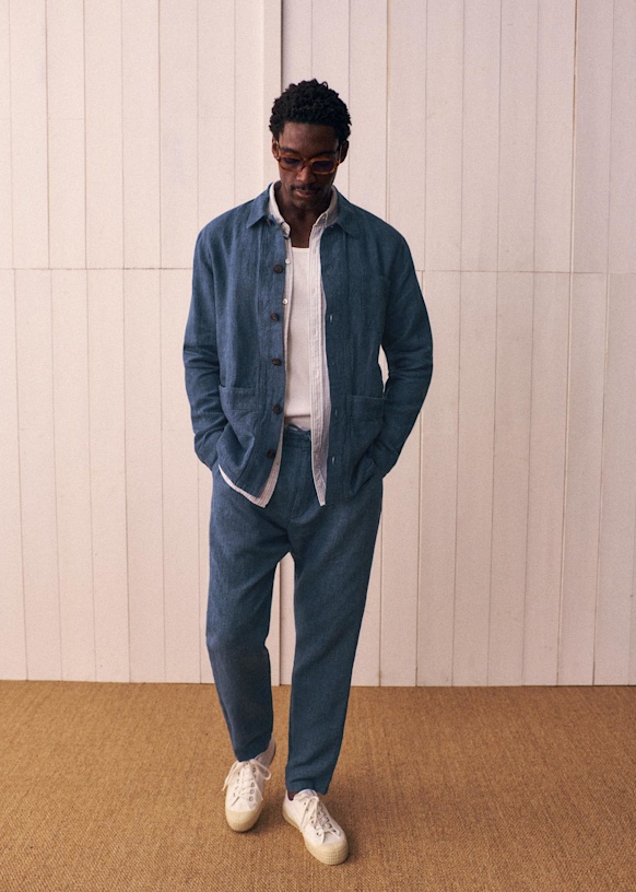 Will Jacket - Mottled Blue - Linen - Sézane