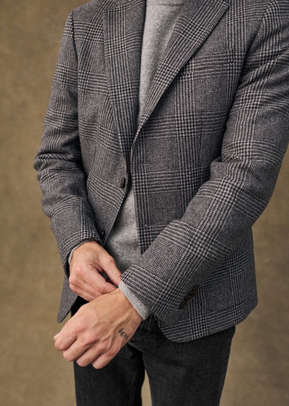 Riddle Jacket - Ecru / Brown Herringbone - Wool - Octobre Éditions