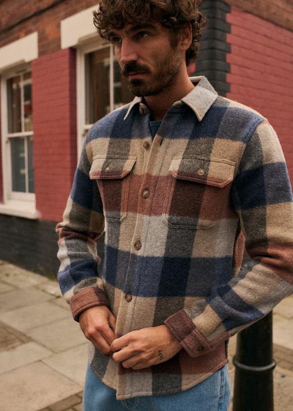 Lellan Shirt Rust / Beige / Navy Checks Wool Sézane