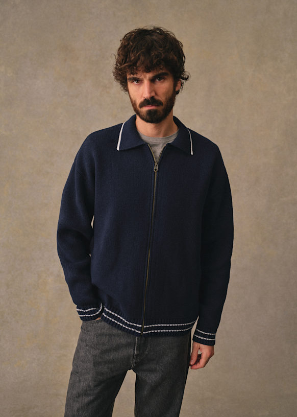 Velden Cardigan - Navy - Wool - Sézane