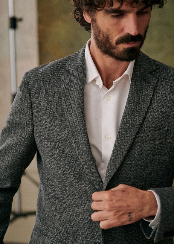 tweed manteau homme